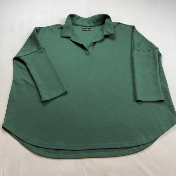 Pomander Place Tuckernuck Green Easy Swing Polo Sweatshirt Top XL XXL